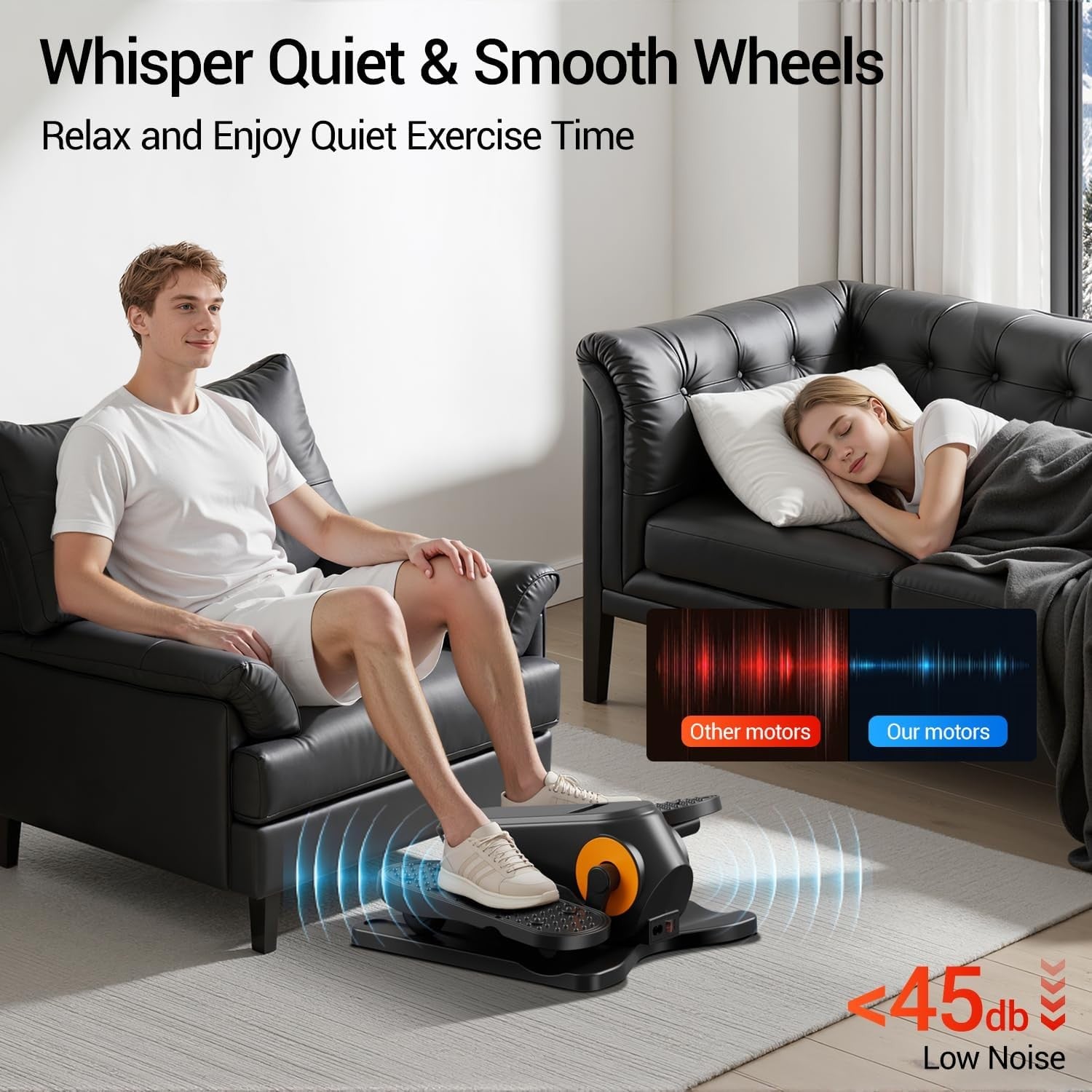 Under Desk Electric Elliptical Pedal Exerciser Quiet Remote Seated Trainer