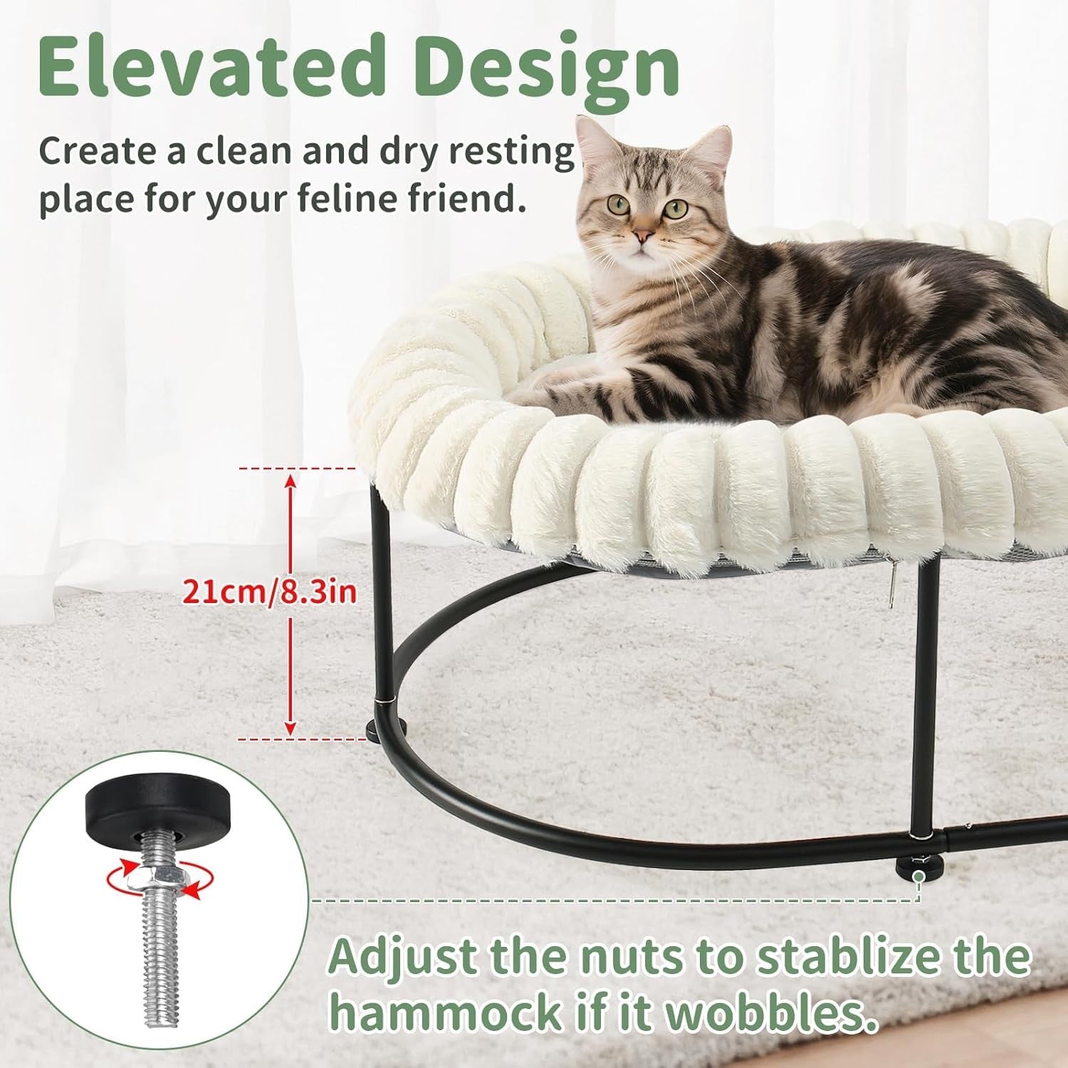 Raised Cat Bed Hammock Elevated Pet Sofa Metal Frame Washable Cushion