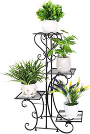 4-Tier Metal Plant Stand, Indoor Outdoor Flower Shelf, Space-Saving Garden Rack