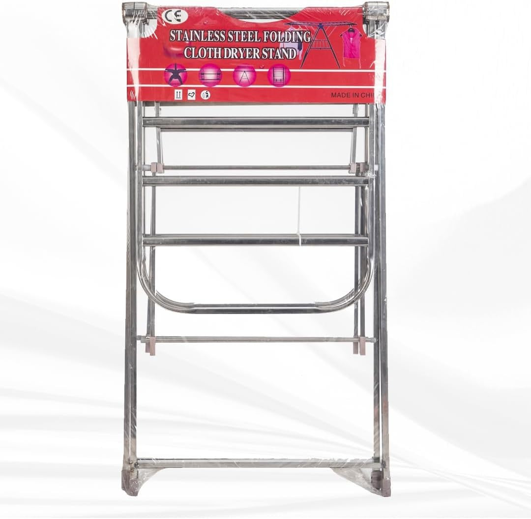 2 Level Folding Clothes Airer Winged Drying Rack Indoor Outdoor Steel