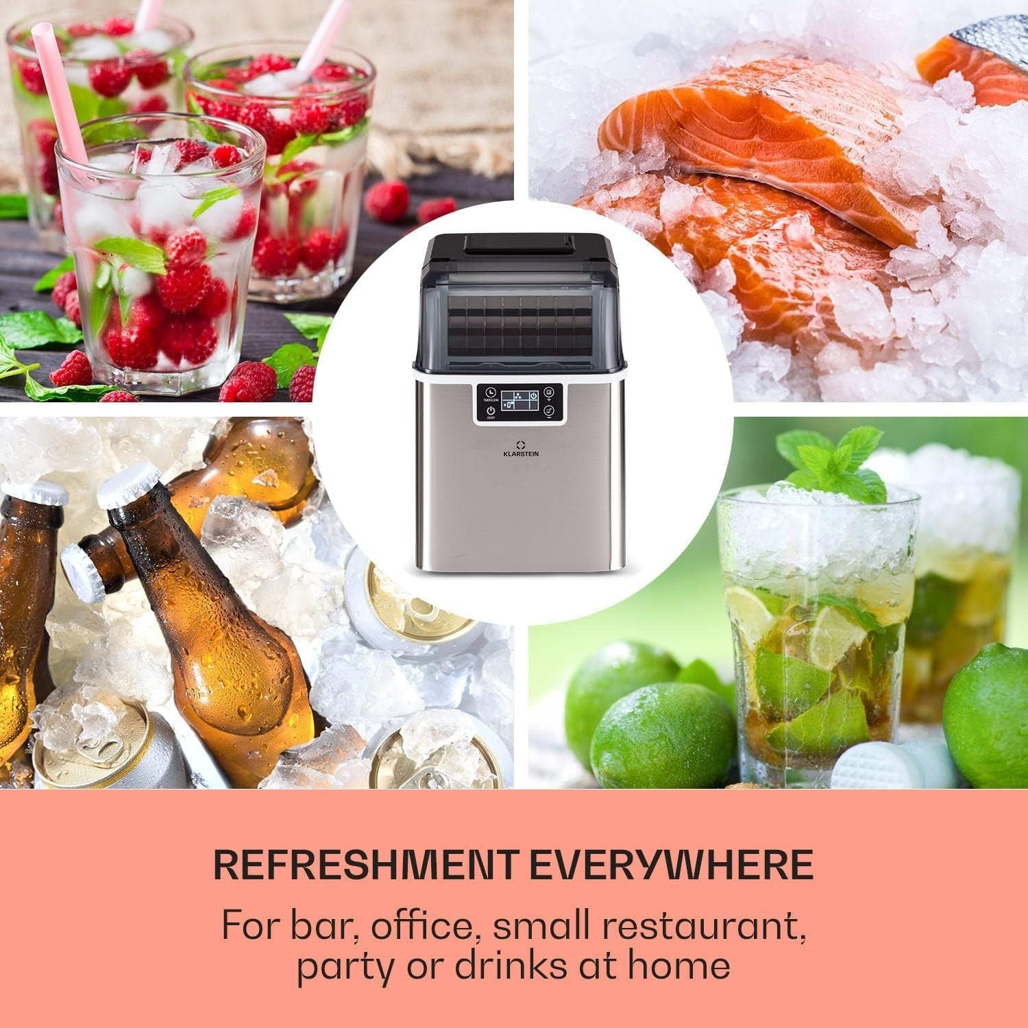 Countertop Ice Maker Fast Bullet Ice 20kg Daily Self Cleaning 3.2L