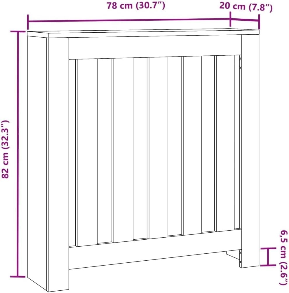 Oak Radiator Cover Cabinet | Modern Slatted Heater Shelf | 78x20x82cm