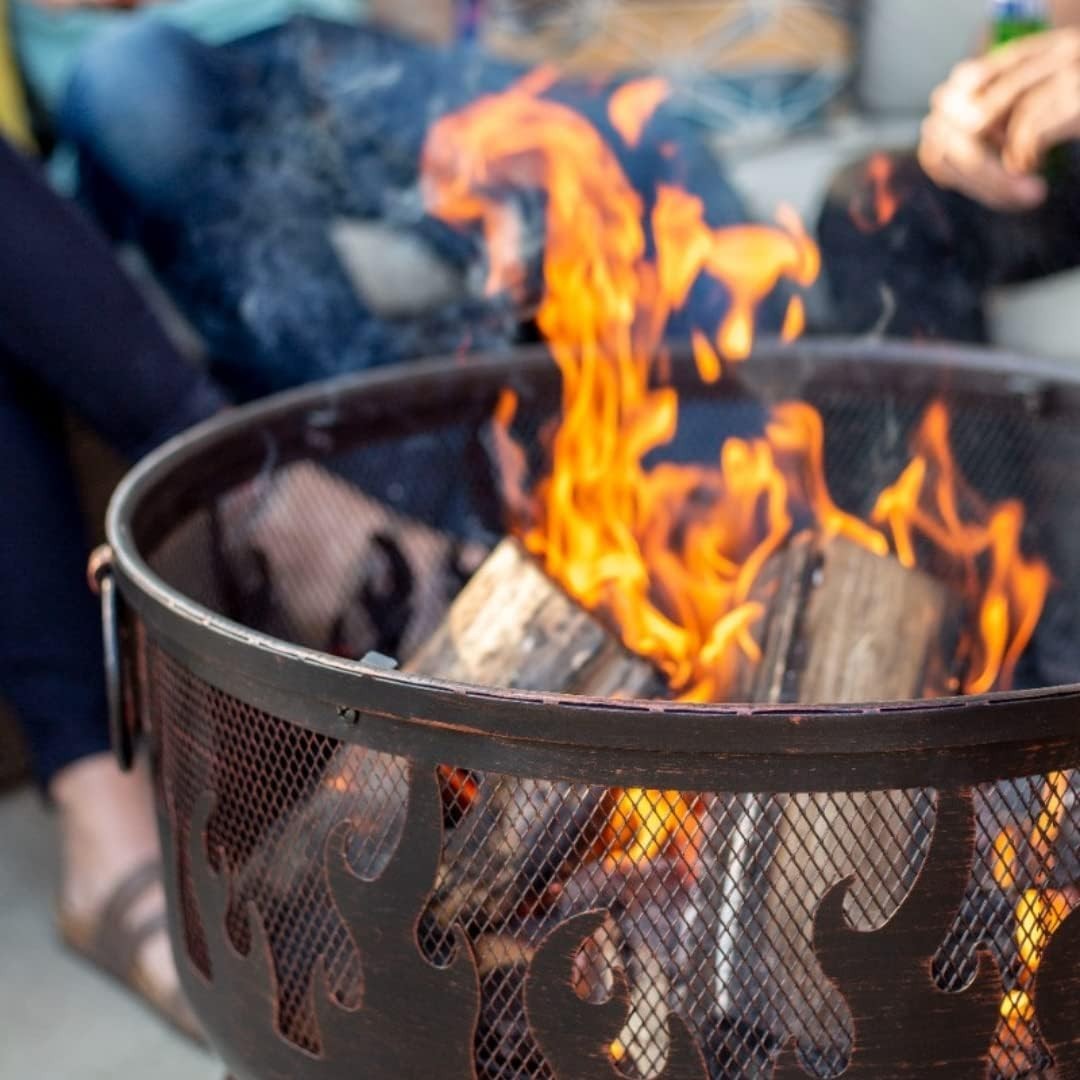 Outdoor Steel Firebowl Fire Pit with BBQ Grill 61cm Patio Heater Garden Heater