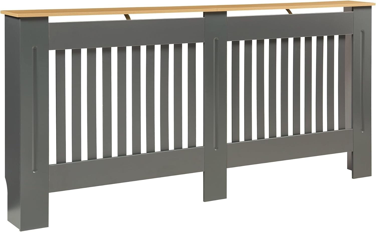 Grey Radiator Cover Extra Large 172cm Wooden Cabinet with Slatted Grill