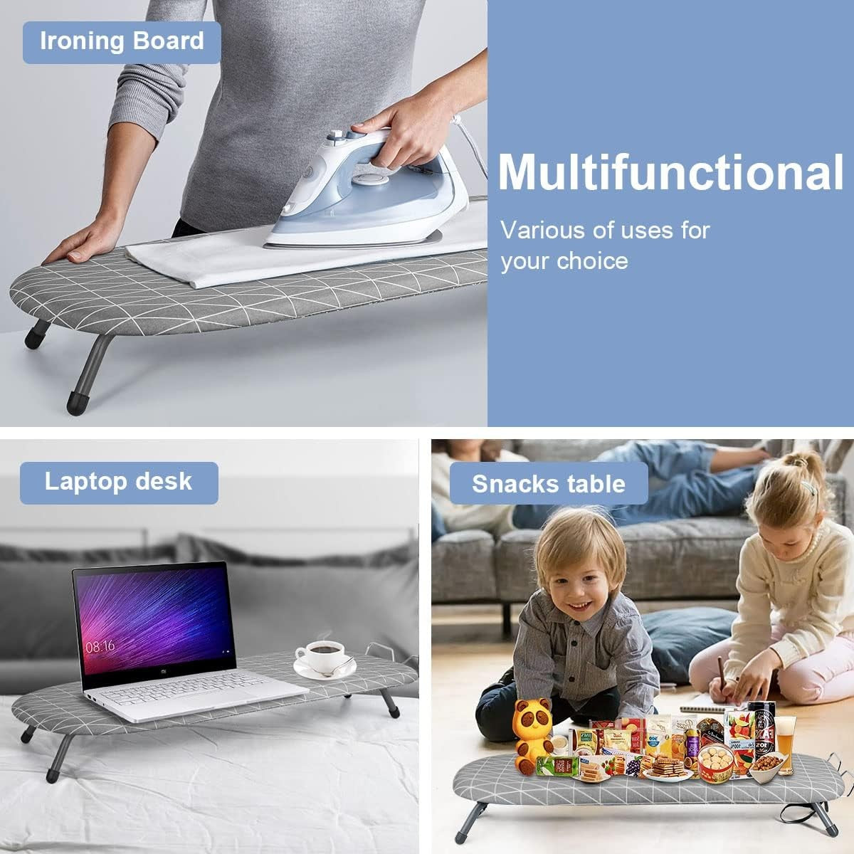 Foldable Tabletop Ironing Board with Iron Rest Non Slip Compact 82x32cm
