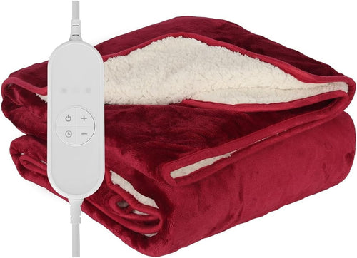 Electric Heated Fleece Throw Blanket 9 Heat Levels Timer Washable 160x130cm