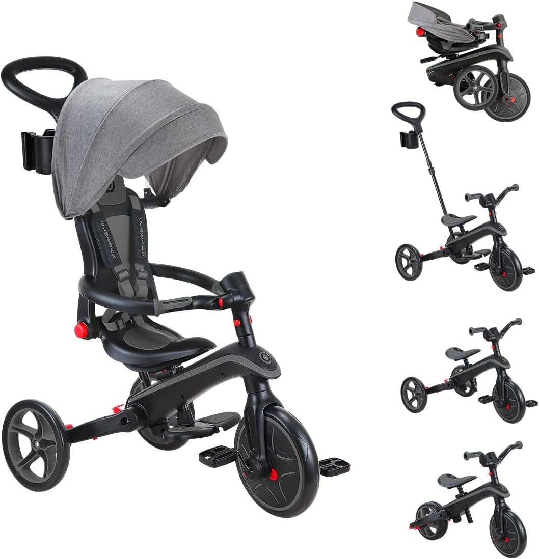 4 in 1 Foldable Trike Balance Bike Kids Ride On Canopy Black 1-5Y