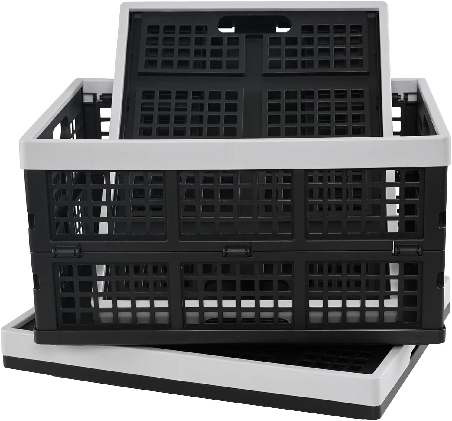 3 Pack 30L Foldable Storage Crates Collapsible Plastic Boxes