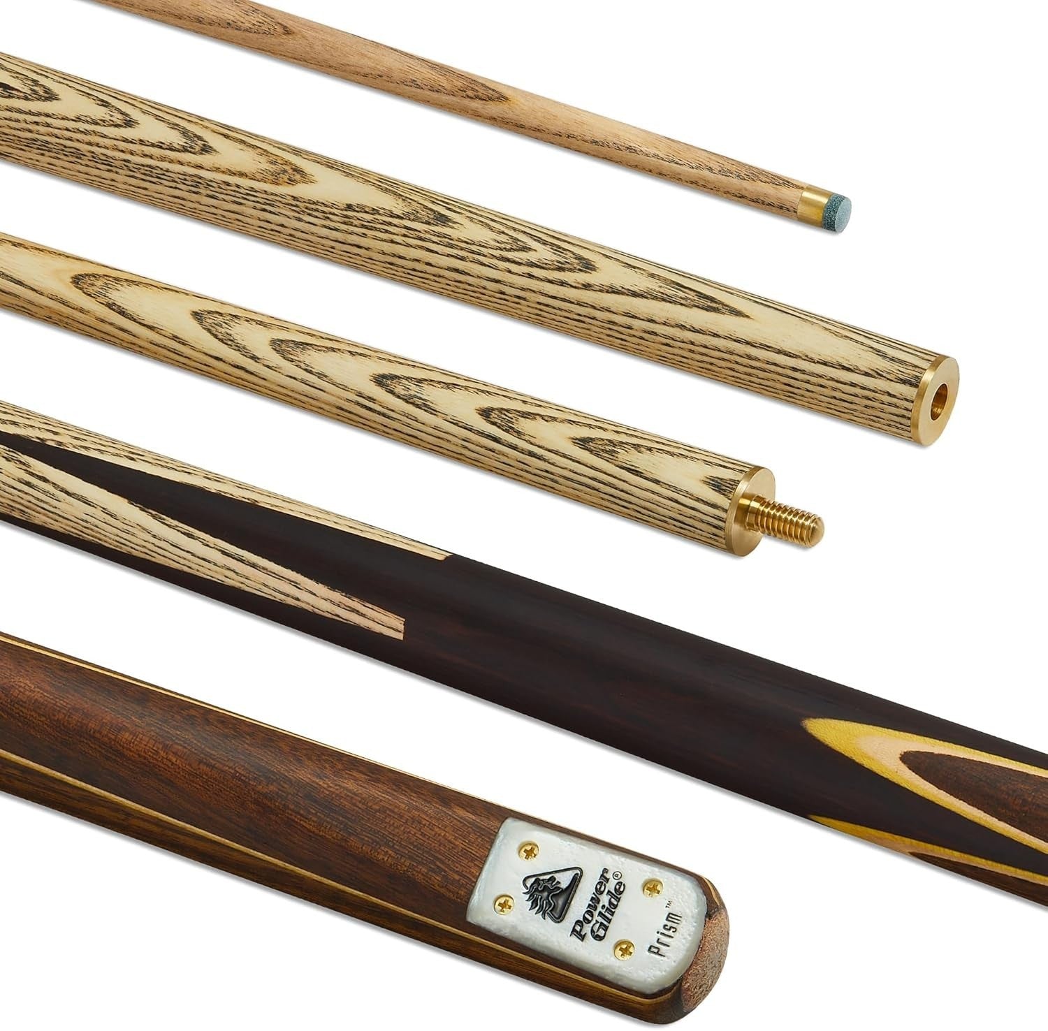 57" 2 Piece Ash Pool Snooker Cue 9.5mm Tip Rosewood Splice Brass Joint