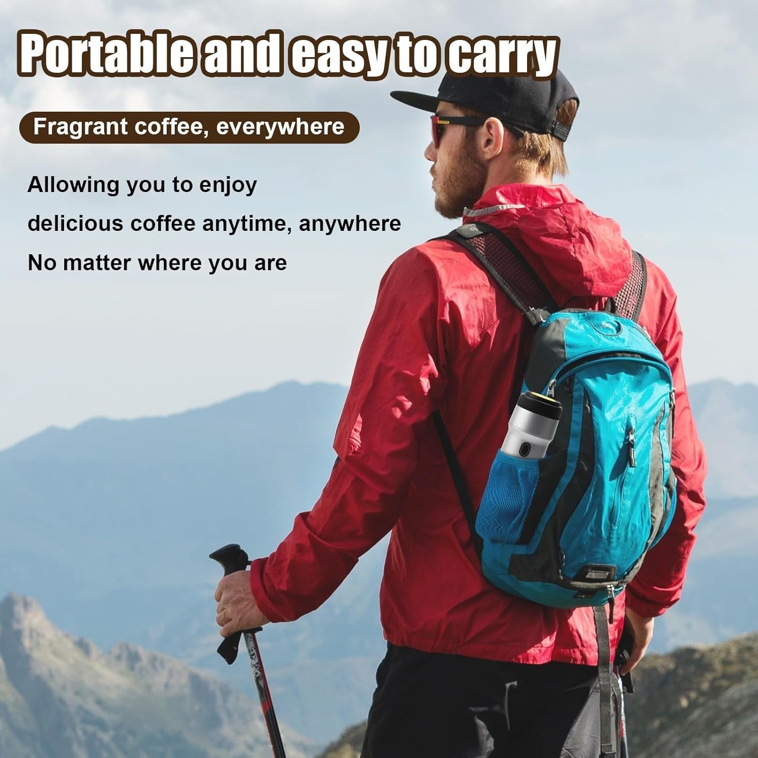 Portable Espresso Maker 20-Bar Travel Coffee Machine USB Rechargeable Ground