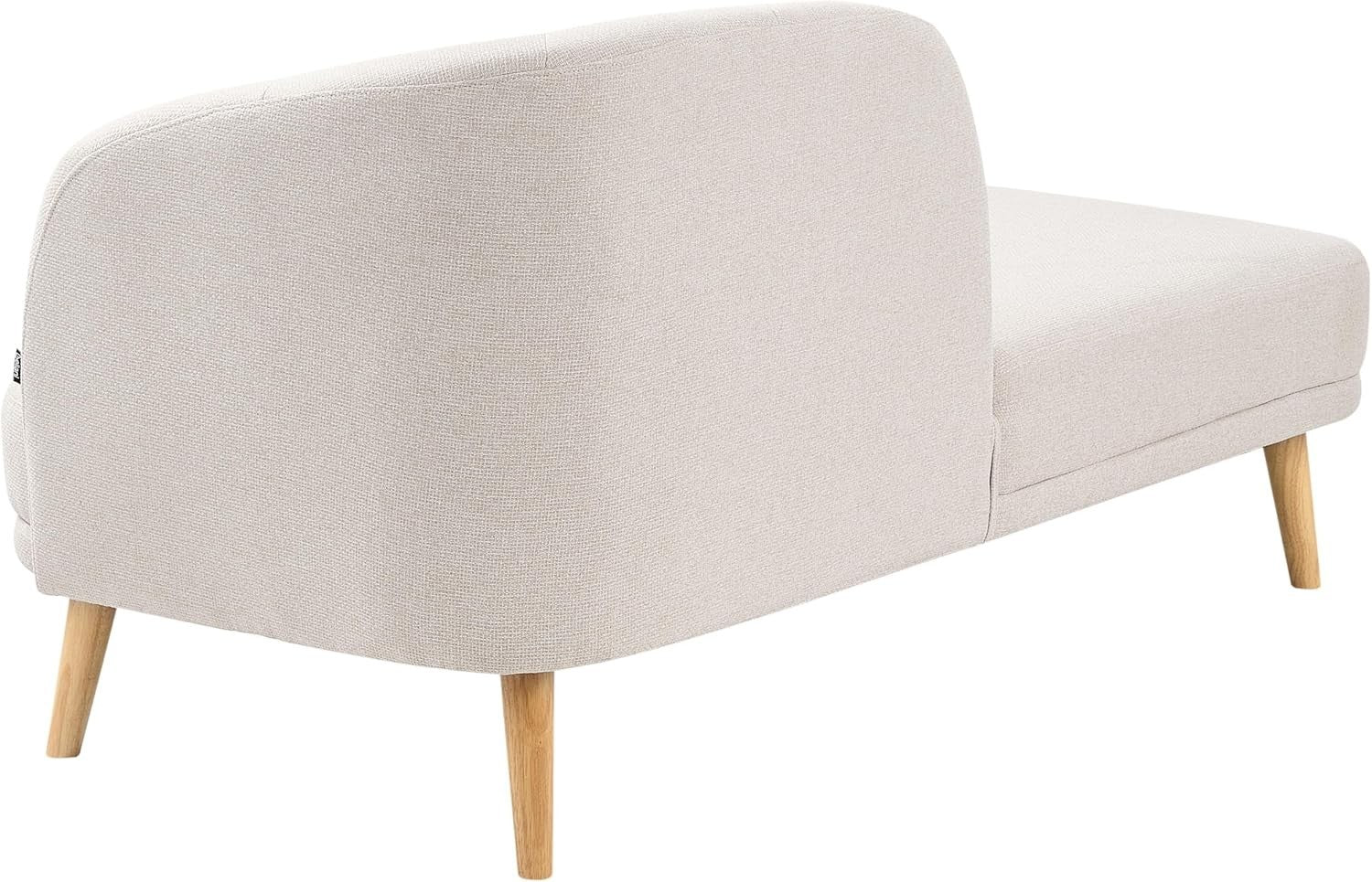 Light Beige Traditional Right Hand Chaise Lounge | Durable Fabric & Wooden Legs