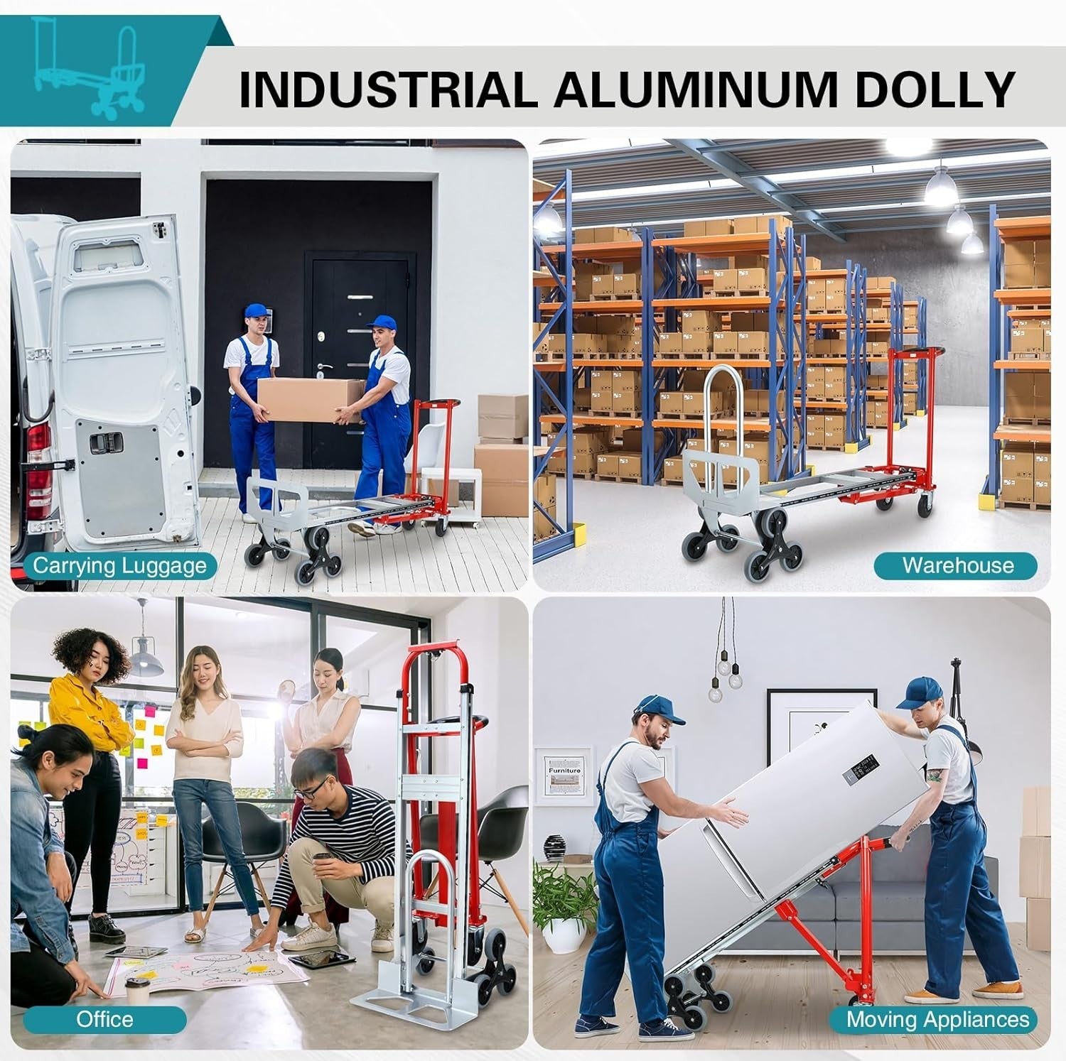 3 in 1 Heavy Duty Convertible Hand Truck 1000lbs Stair Climbing Dolly