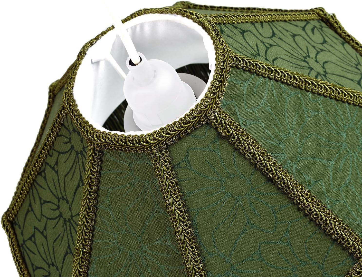 Victorian Empire Lampshade Floral Forest Green Tassels Pendant Table Lamp