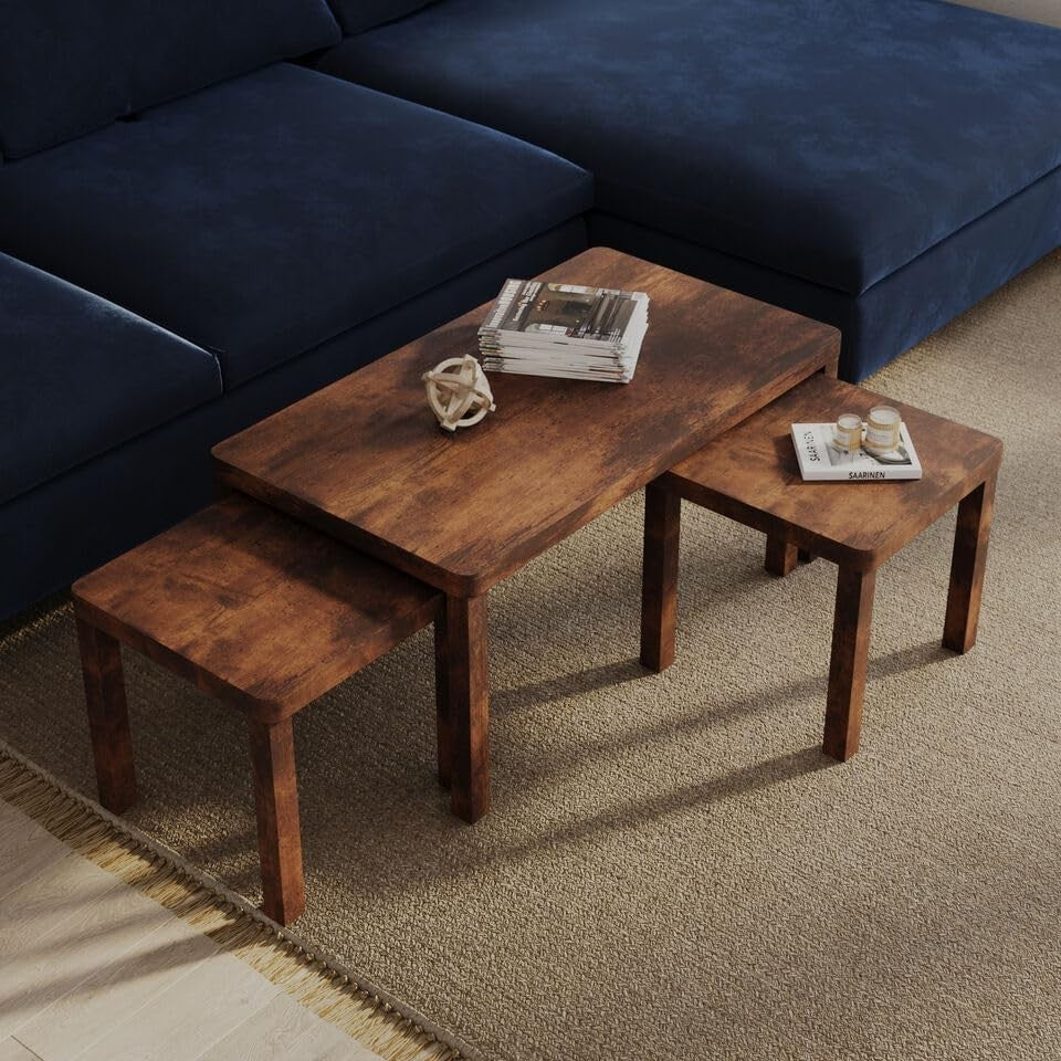 Space Saving Coffee Table Set of 3 Nesting Tables Modern Side End Accent