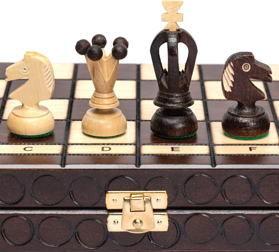 Luxury Wooden Chess Set Medium Size • Handcrafted Pieces • Folding Board