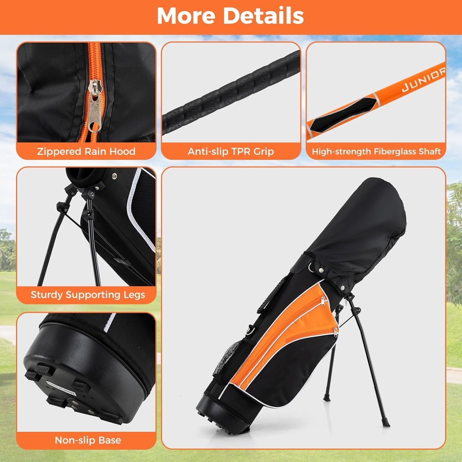Kids Golf Club Set Right Hand Fairway Irons Putter Stand Bag Beginner