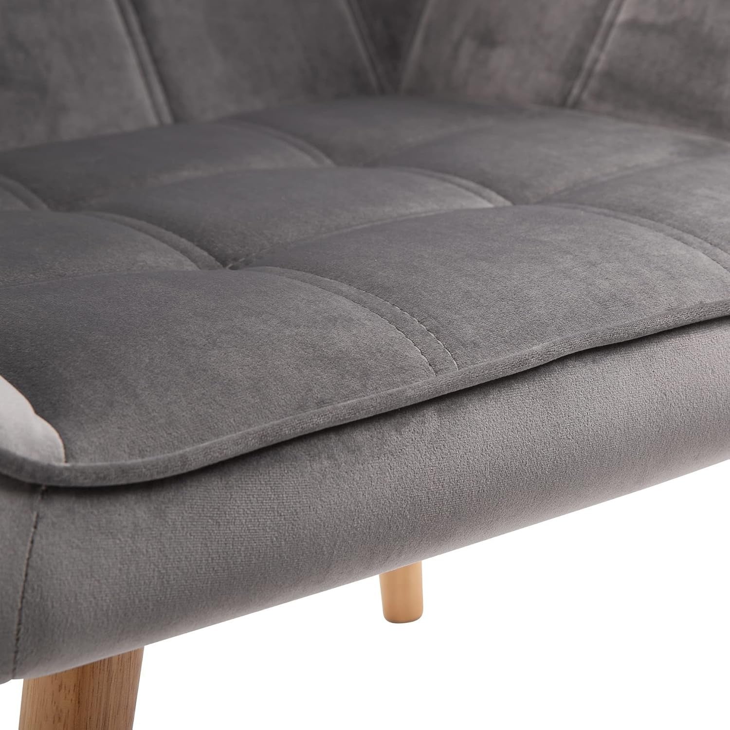 Grey Velvet Armchair Wide Arm Accent Chair Modern Bedroom Lounge Seat
