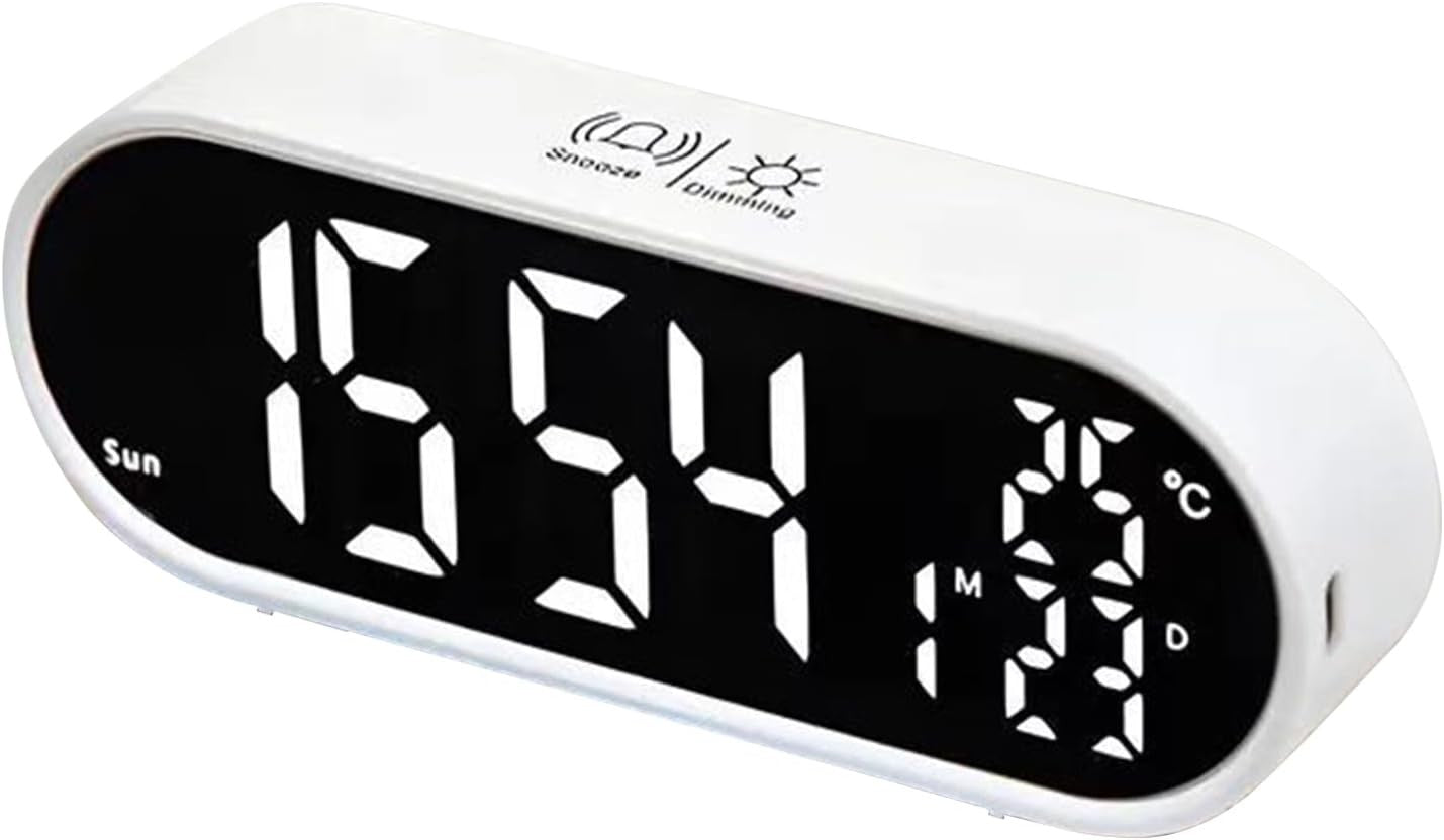 Large Display Digital Alarm Clock Mirror USB Dual Alarm Snooze Bedroom