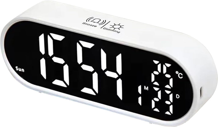 Large Display Digital Alarm Clock Mirror USB Dual Alarm Snooze Bedroom