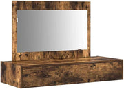 Smoked Oak Vanity Dressing Table w/ Mirror & Drawer Modern Bedroom Furniture