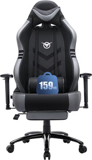Big & Tall Gaming Chair 350lbs Reclining Ergonomic Office Seat Grey