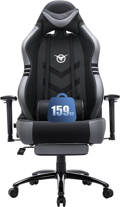 Big & Tall Gaming Chair 350lbs Reclining Ergonomic Office Seat Grey