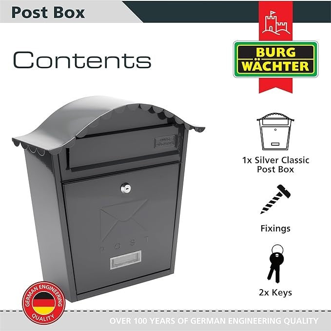Wall Mounted Lockable Weatherproof Post Box Anthracite Steel 36x37x13cm
