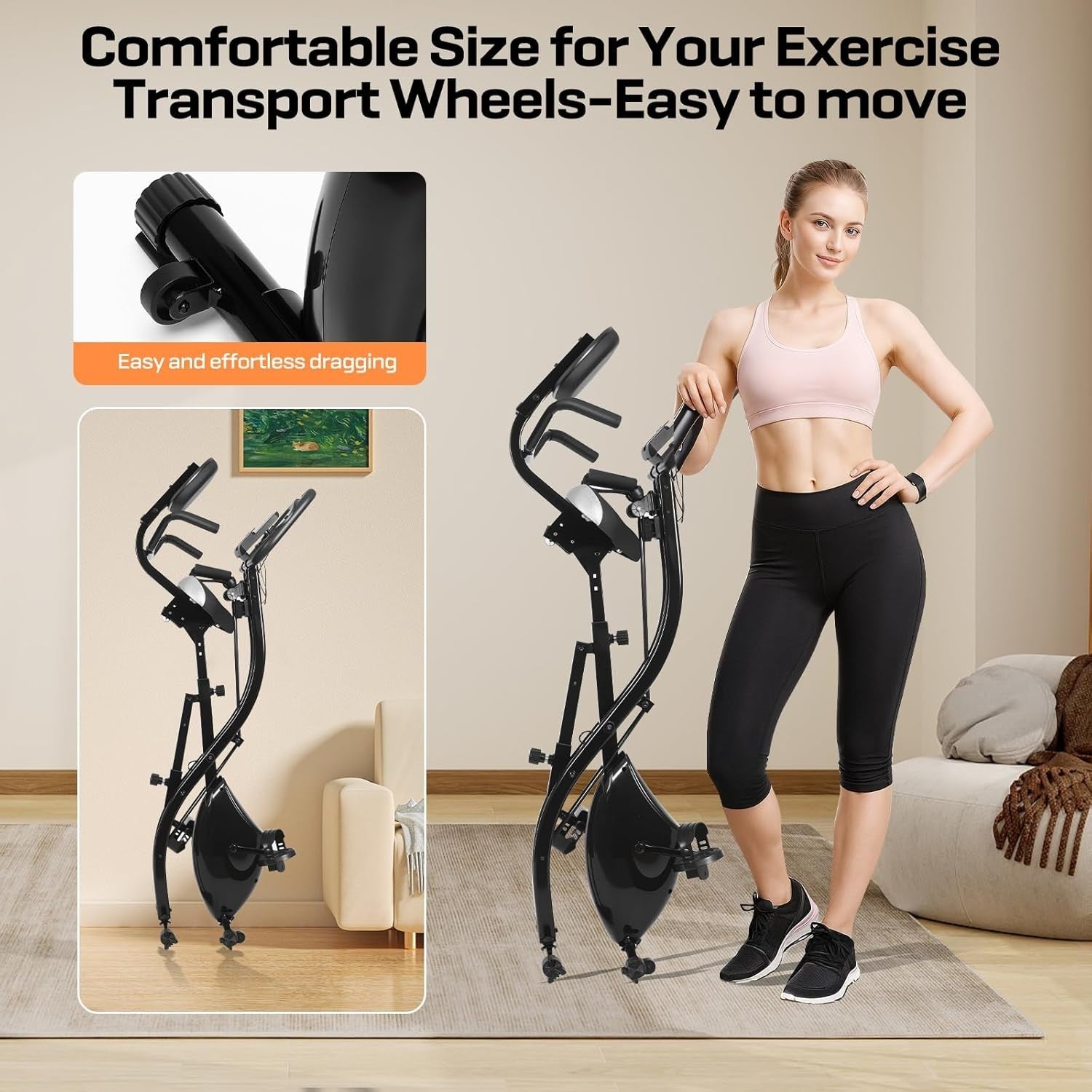 4-in-1 Folding Exercise Bike 8-Level Magnetic Resistance 330lb Capacity LCD