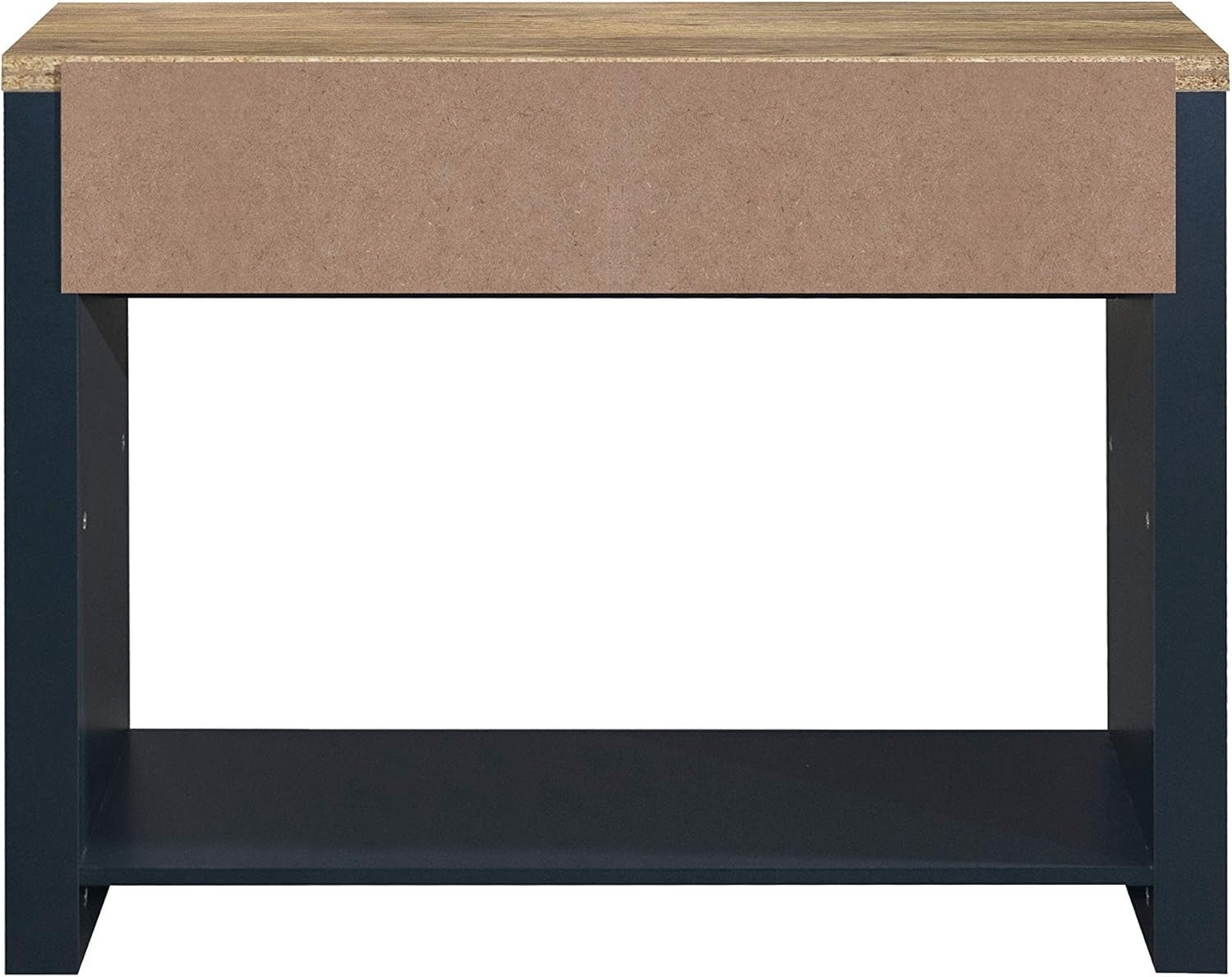 Navy Blue 2 Drawer Console Table Oak Top - Farmhouse Storage Shelf