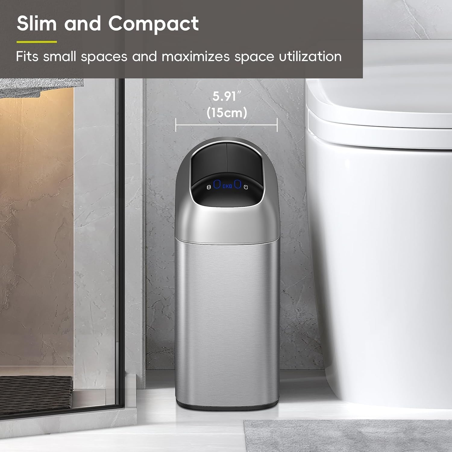 10L Touchless Sensor Trash Can Stainless Steel Slim Soft Close