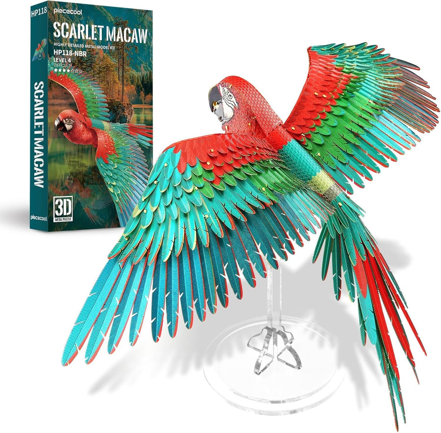 3D Metal Macaw Parrot Puzzle Model Kit DIY Collectible Home Decor