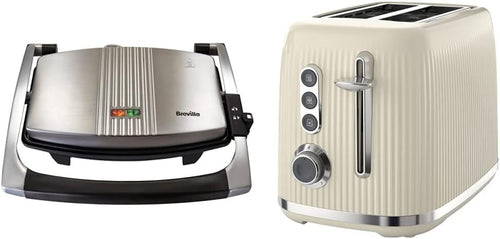 3-Slice Panini Press & 2-Slice Toaster Set Non-Stick Adjustable Browning