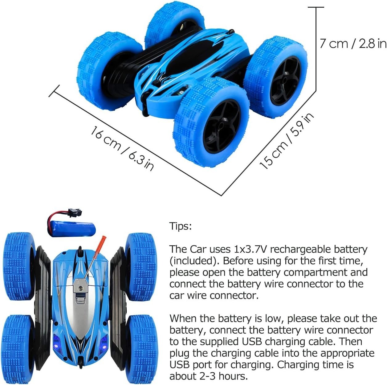 RC Stunt Car for Kids 3+, 360° Flips & Double-Sided Driving, 15km/h