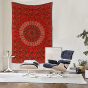 Red Mandala Tapestry 140x210cm Boho Wall Hanging Cotton Decor