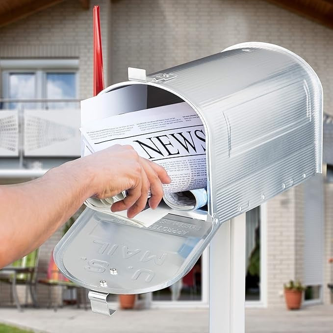 American Style Mailbox Silver Aluminium Lockable Weatherproof