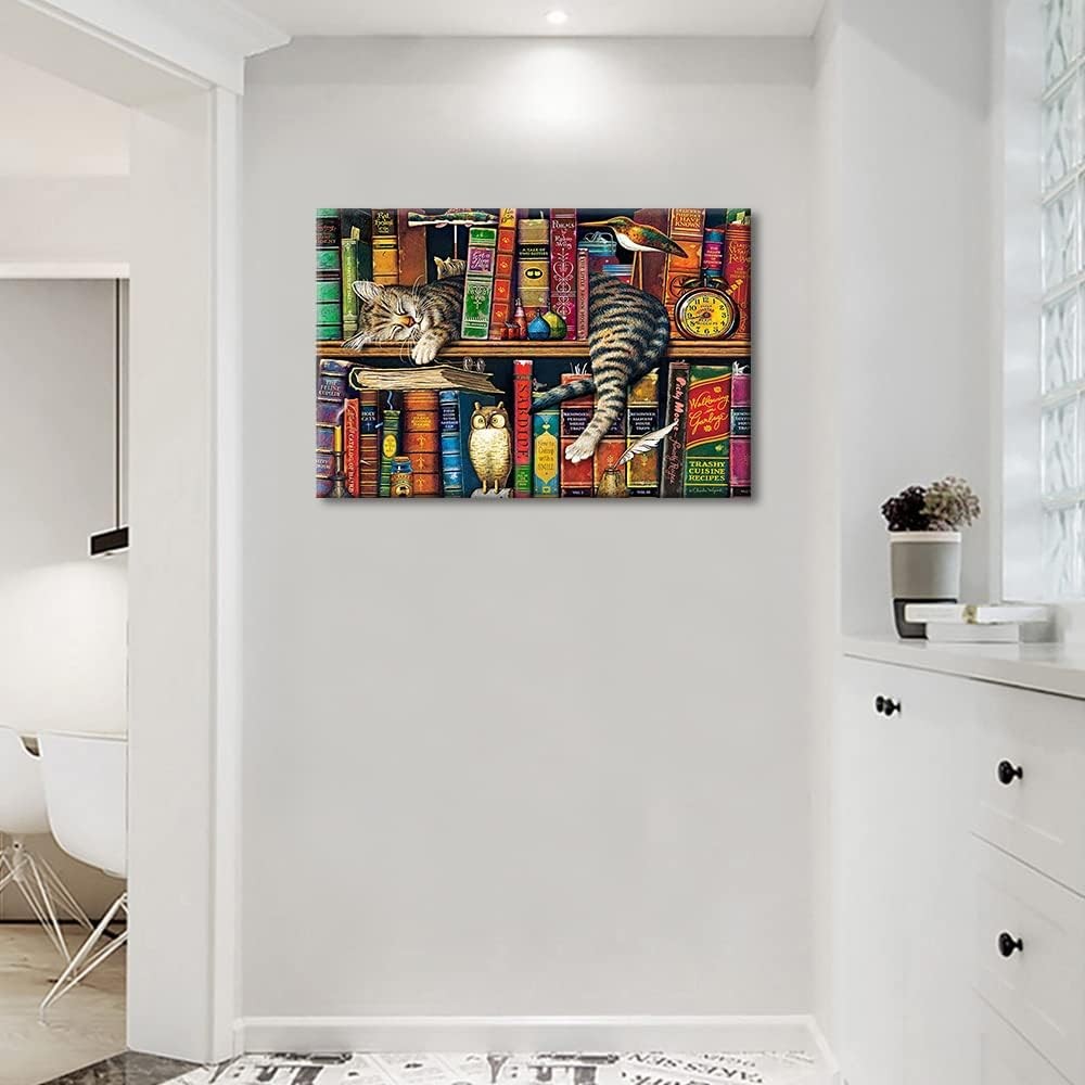 Sleeping Cat Abstract Canvas Wall Art 16×24 in Modern Decor