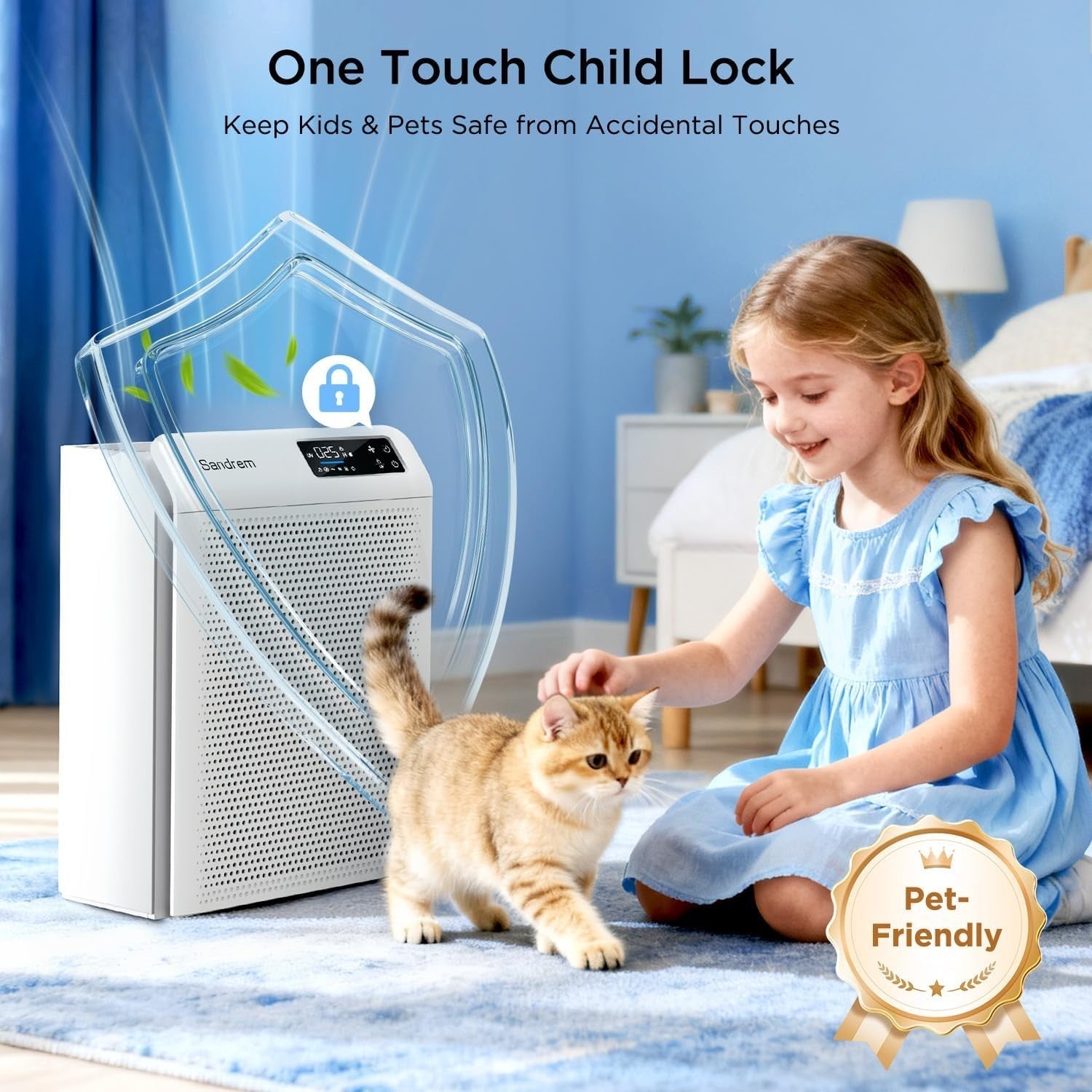H13 HEPA Air Purifier 300 CADR Auto Sensor Quiet Sleep Child Lock