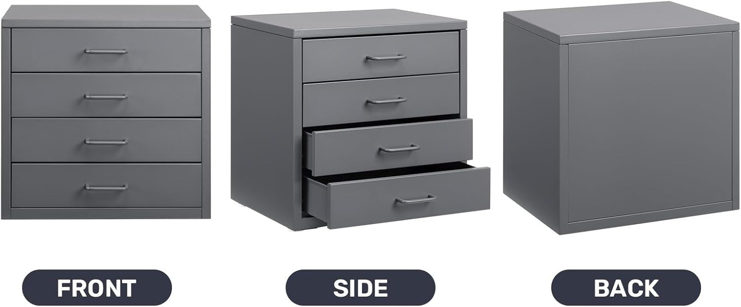 Grey Desktop A4 File Cabinet 4 Drawer Metal Office Storage Organizer