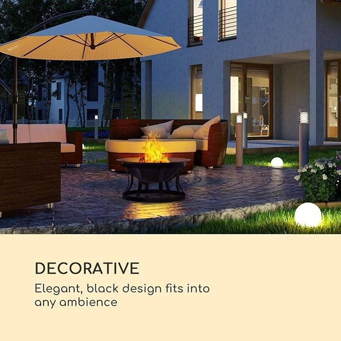 Large Outdoor Fire Pit Bowl with Grill & Spark Guard – 73cm Garden Heater BBQ