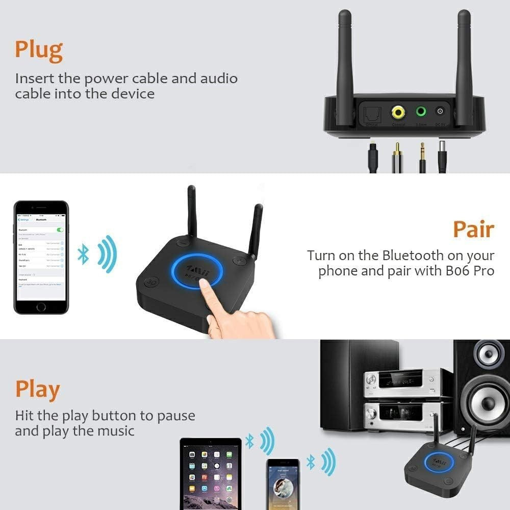 Long Range Bluetooth 5.1 Receiver aptX HD Optical RCA Coaxial Volume Control