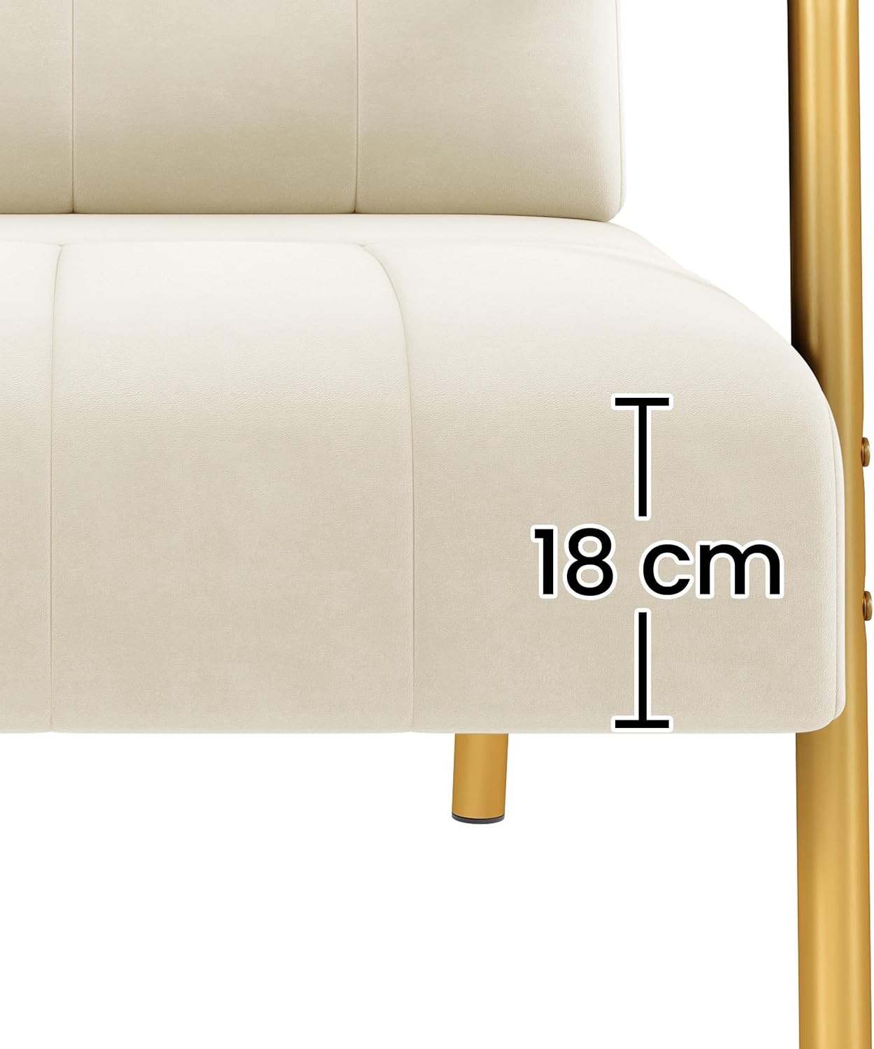 Velvet Accent Tub Chair Gold Legs Armchair w/ Cushion Beige