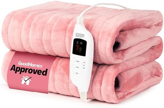 Electric Heated Throw Blanket 9 Heat Settings Timer Soft Fleece 160x130cm