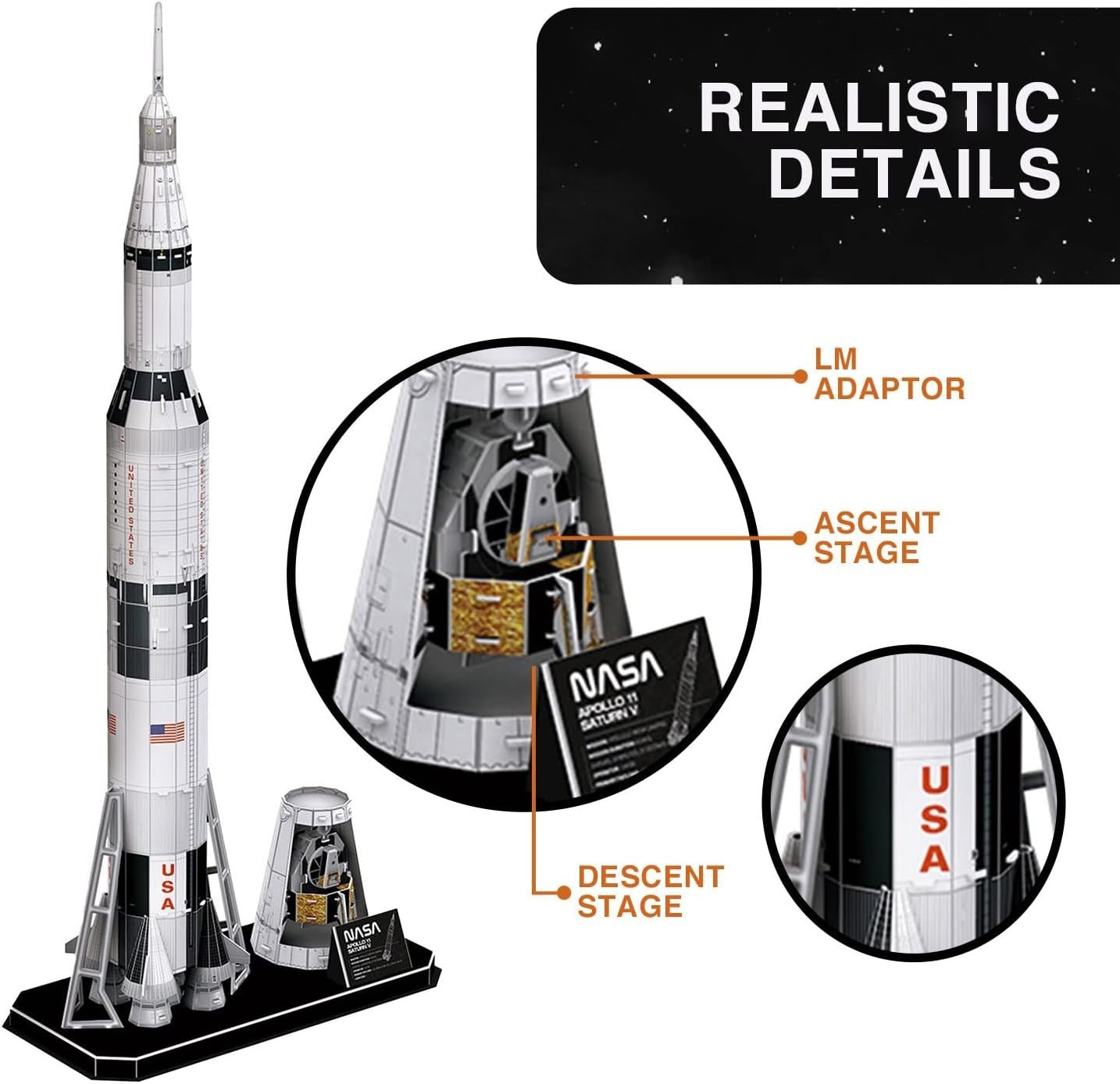 3D Rocket Model Puzzle for Kids & Adults - 136 Pieces, Educational DIY Kit