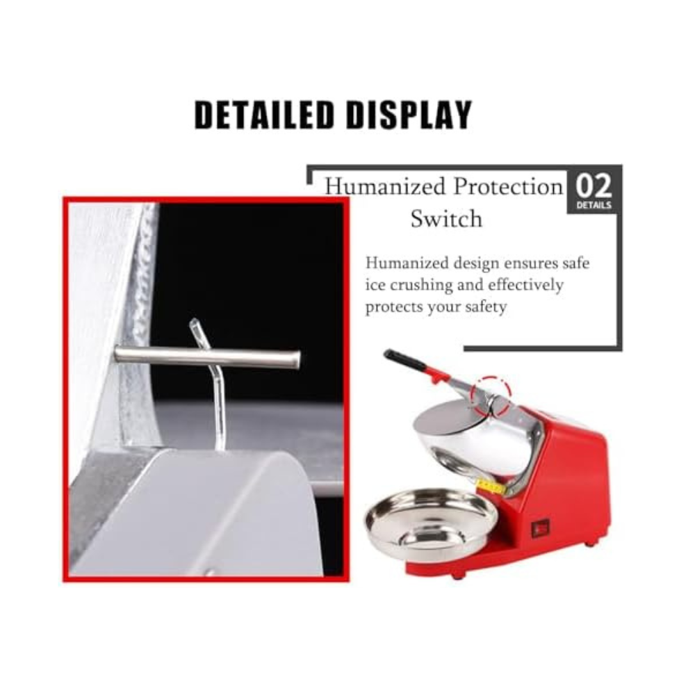 Electric Ice Crusher 380W Snow Cone Slush Shaver Double Blade Machine