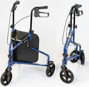 3 Wheel Rollator Walker Lightweight Folding Mobility Aid with Brakes & Bag