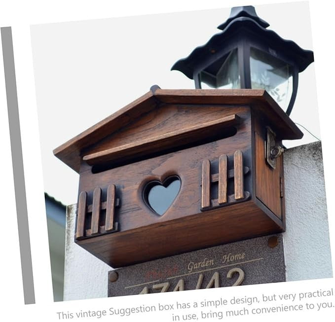 Wall Mounted Wooden Suggestion Box Light Brown | Lockable Mail Organizer