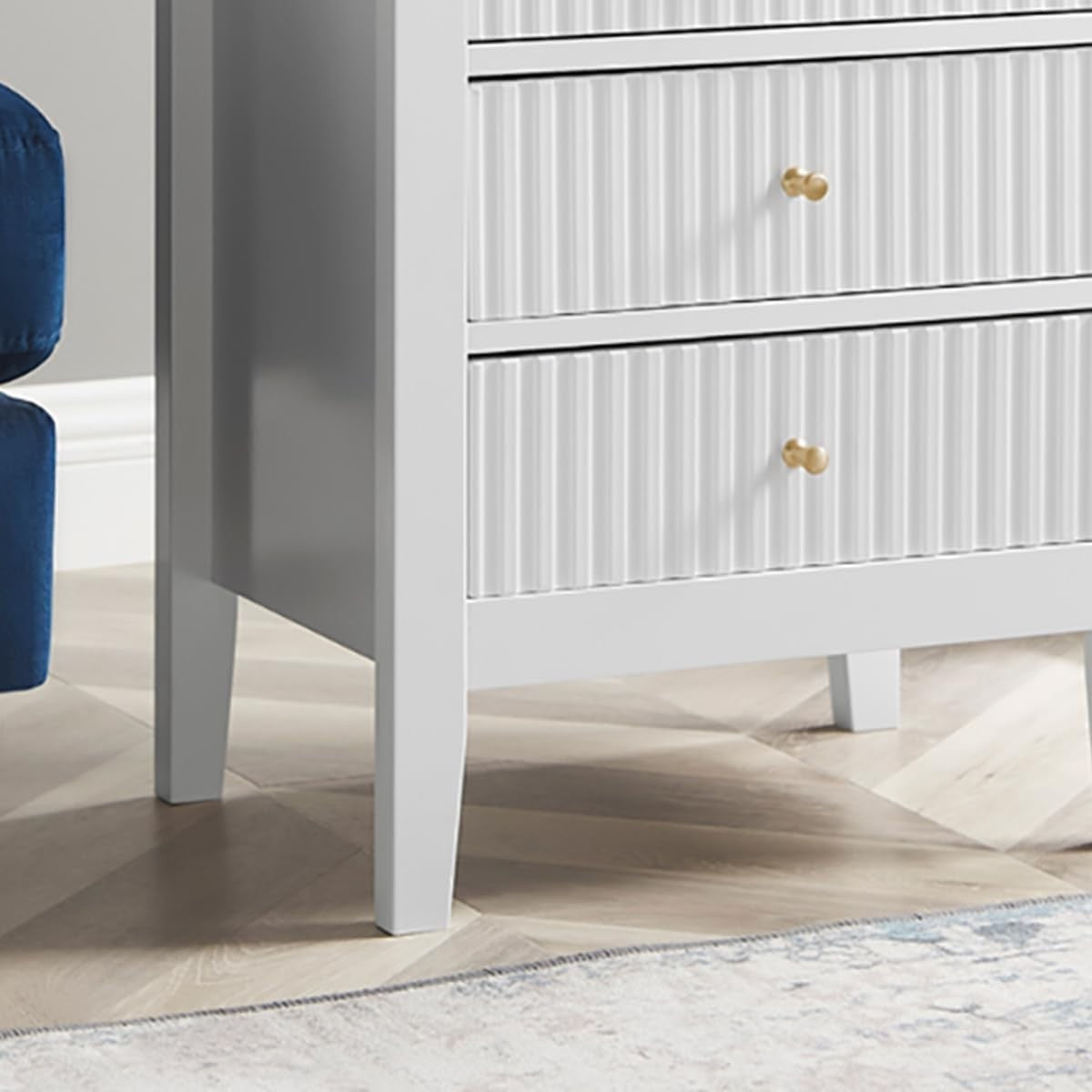 Set of 2 White 3 Drawer Bedside Tables | Modern Bedroom Nightstands