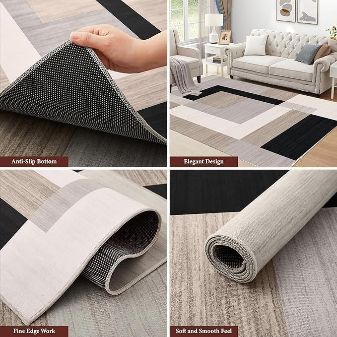 Large Modern Geometric Area Rug Soft Touch Non-Shedding Floor Carpet 120x170cm