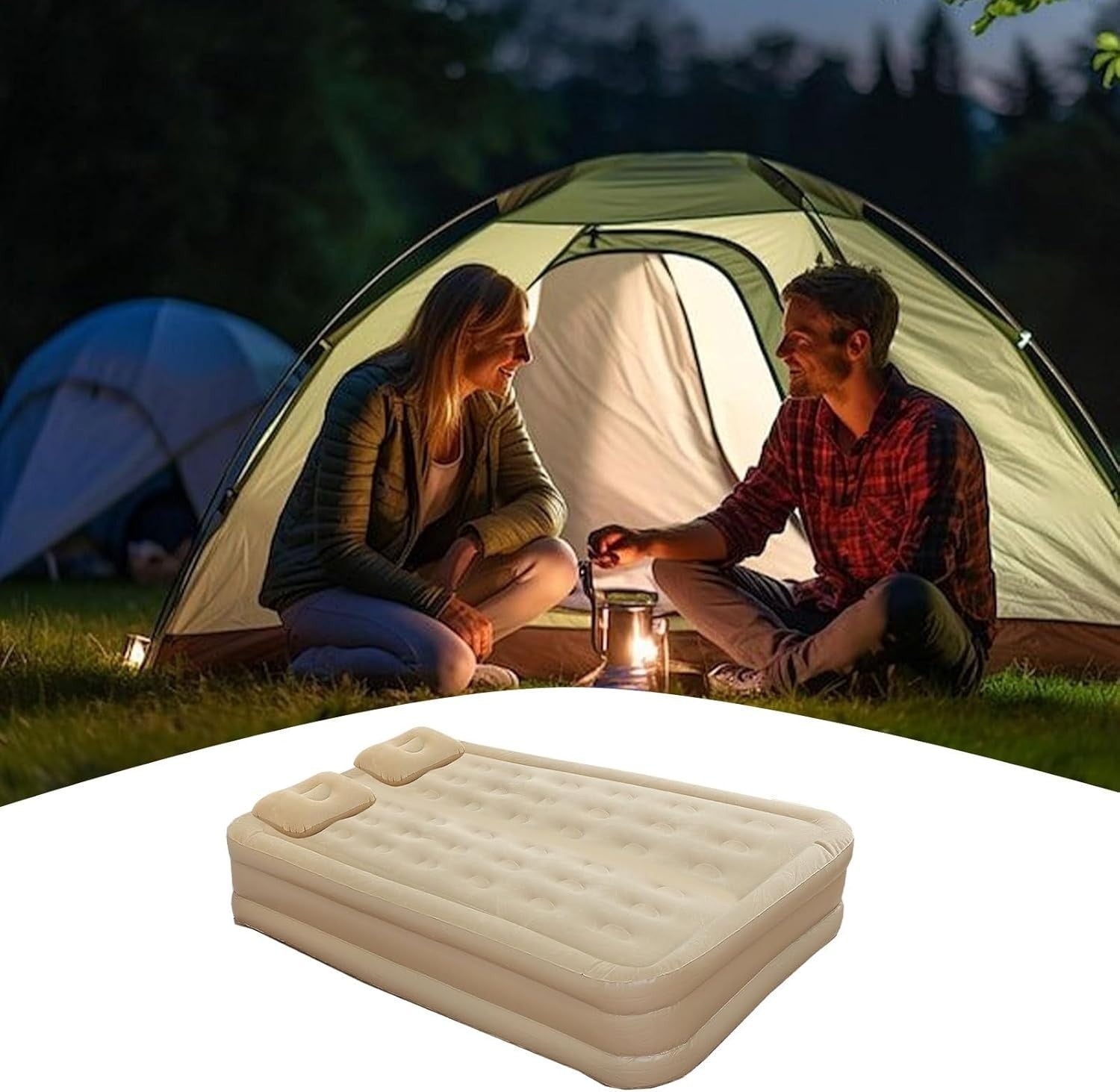 Automatic Inflatable Twin Air Mattress with Built-in Pump & Flocked Top