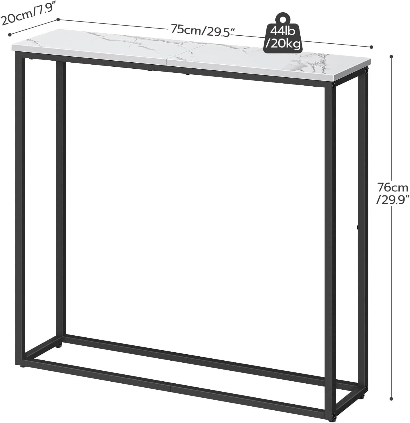 Slim Console Table with Marble Top & Metal Frame – Perfect for Hallways